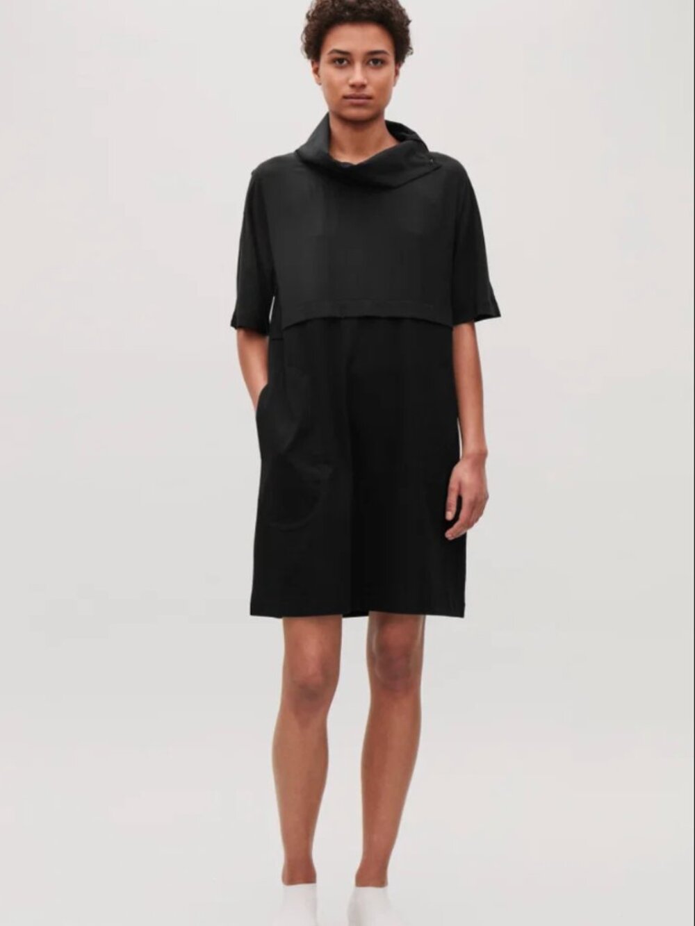 Cos Funnel Neck Twofer Sweatshirt Dress with Pockets Size Medium